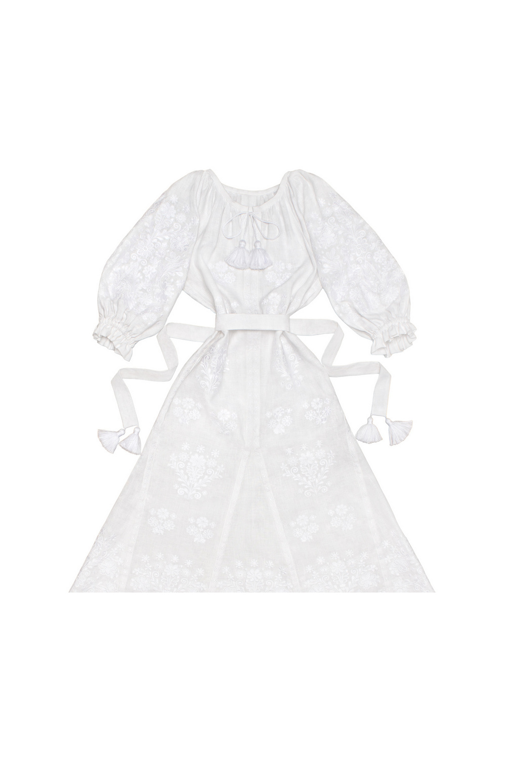 Buy Linen long White Ukrainian Vyshyvanka dress, Boho Hippie Folk Festival Comfortable embroidered clothes